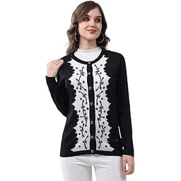 monte carlo Women Round Neck Self Design Cardigan | Regular Fit Full Sleeve Knitwear | Stylish Winter Sweater for Casual & Formal Looks (Pack of 1)-picture-14