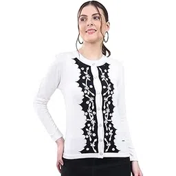 monte carlo Women Round Neck Self Design Cardigan | Regular Fit Full Sleeve Knitwear | Stylish Winter Sweater for Casual & Formal Looks (Pack of 1)-picture-20