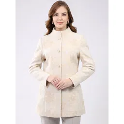 Monte Carlo Women Self Design Band Neck Regular Fit Full Sleeve Coat-picture-11