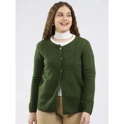 Monte Carlo Women Self Design V Neck Long Sleeves Cardigan Sweater-picture-25