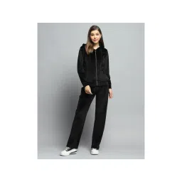 Monte Carlo Women Solid Black Hooded Neck Full Sleeve Hoodie with Track Pant-picture-16