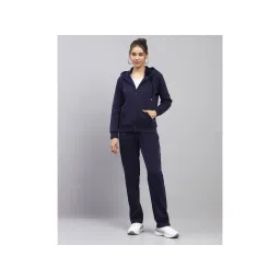 Monte Carlo Women Solid Navy Blue Hooded Neck Full Sleeve Hoodie With Track Pant-picture-10