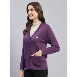 Monte Carlo Women Solid V Neck  Cardigan image 4