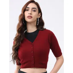 Monte Carlo Women V Neck Half Sleeves Crop Cardigan-picture-35