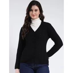 Monte Carlo Women V-Neck Long Sleeves Woollen Cardigan-picture-16