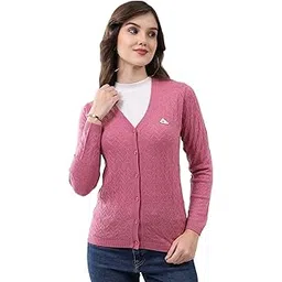 monte carlo Women V Neck Self Design Cardigan | Regular Fit Full Sleeve Knitwear | Elegant Winter Sweater for Office & Casual Outfits (Pack of-1)-picture-46