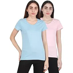 monte carlo Women's 100% Cotton Regular Solid V Neck Top 2 Pc Set-picture-15
