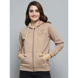 Monte Carlo Women's Beige Printed Hooded Neck Full Sleeve Sweatshirt-picture-13