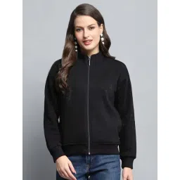 Monte Carlo Women's Black Printed Mock Neck Full Sleeve Sweatshirt-picture-23