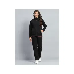 Monte Carlo Womens Black Solid Mock Neck Full Sleeve Tracksuit (Set of 2)-picture-14