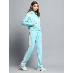 Monte Carlo Women's Blue Printed Collar Neck Full Sleeve Tracksuit image 3