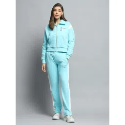 Monte Carlo Women's Blue Printed Collar Neck Full Sleeve Tracksuit image 1