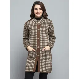 Monte Carlo Women's Dark Brown Solid Round Neck Full Sleeve Knitted Coat-picture-20