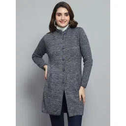 Monte Carlo Women's Grey Self Design Round Neck Full Sleeve Knitted Coat-picture-31