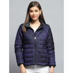 Monte Carlo Women's Navy Blue Self Design Mock Neck Full Sleeve Jacket-picture-19