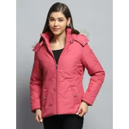 Monte Carlo Women's Pink Self Design Detachable Hood Full Sleeve Jacket-picture-47