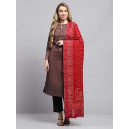 Monte Carlo Women's Red Self Design Shawl-picture-27