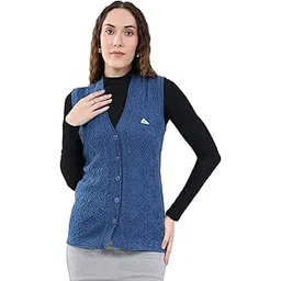 monte carlo Women's Regular Fit Cardigan | Self Design Pattern | Button Closure with Sleeveless V Neck | Stylish Sleeveless Cardigan for Women-picture-40