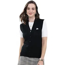 monte carlo Women's Regular Fit Cardigan | Self Design Pattern | Button Closure with Sleeveless V Neck Winter Cardigan for Womens-picture-46