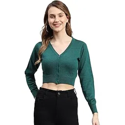 monte carlo Women's Regular Fit Cardigan | Solid Pattern with Button Closure | Full Sleeve V-Neck Cardigan for Women-picture-36