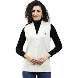monte carlo Women's Regular Fit Cardigan | Solid Pattern with Button Closure | Sleeveless V-Neck Cardigan for Women-picture-37