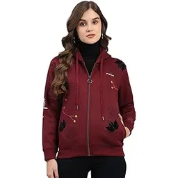 monte carlo Womens Regular Fit Printed Hooded 2 Side Pocket Zipper Full Sleeve Winter Sweatshirt Warm Pullover for Ladies | Comfortable Casual Winter Wear for Women's (Pack of 1)-picture-22