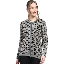 monte carlo Womens Self Design Blue Round Neck Full Sleeve Cardigan-picture-27