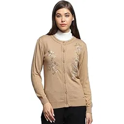monte carlo Womens Self Design Brown Round Neck Full Sleeve Cardigan_1243582RN-1-picture-16