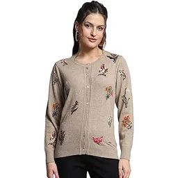 monte carlo Womens Self Design Camel Round Neck Full Sleeve Cardigan_1243763RN-2-picture-30