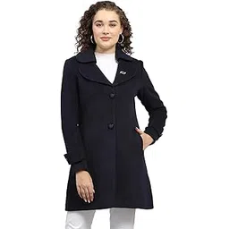 monte carlo Womens Self Design Navy Blue Notched Lapel Full Sleeve Coat-picture-32