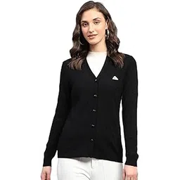 monte carlo Womens Self Design V Neck Wool Blend Cardigan Blue-picture-35