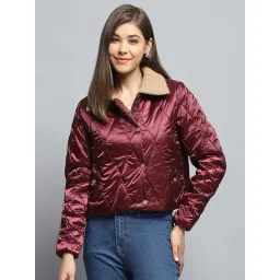 Monte Carlo Women's Wine Solid Collar Neck Full Sleeve Jacket-picture-21