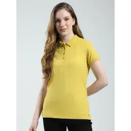 Monte Carlo Yellow Cotton Blend Solid T-Shirt-picture-25