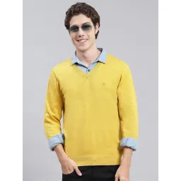Monte Carlo Yellow Cotton Regular Fit Solid Pullover-picture-27