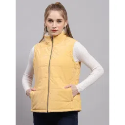 Monte Carlo Yellow Polyester Blend Solid Sleeveless Jacket-picture-29