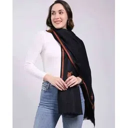 Women Embroidered Shawl with Fringed Hem-image-13