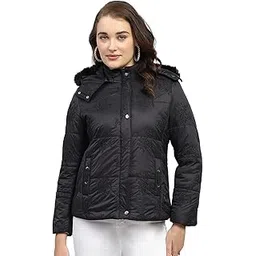 Womens Embroidered Black Detachable Hood Full Sleeve Jacket-image-11