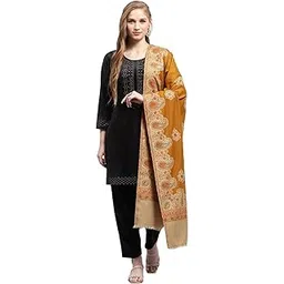 Monte Carlo Womens Self design Golden Shawl (224SHW7094)-picture-17