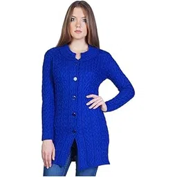 montrex Acro Wool Winter Long Coat for Women, Girls (Blue)-picture-46