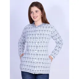 MONTREX Women Ethnic Motif Self Design Round Neck Cardigan-picture-32