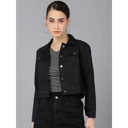 MONTREZ Women Black Crop Denim Jacket-picture-18