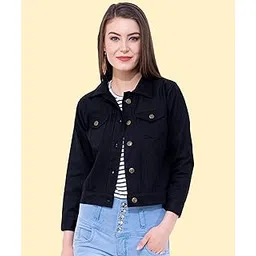 montrez Women Black Crop Tailored Denim Jacket-picture-42