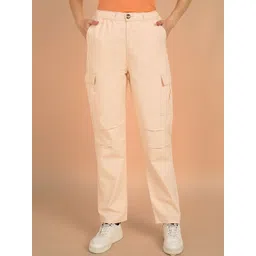 MONTREZ Women Relaxed Fit Mid-Rise Cargos Trousers-picture-21