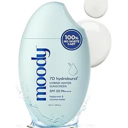 Moody Hydro Burst Water Sunscreen With Hyaluronic & SPF 50 PA ++++ UVA/B Protection | Brightening Sunscreen With No White Cast, Lightweight & Non Greasy | For Oily & Combination Skin | 50ml-picture-25
