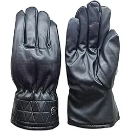 MOOLYVAAN PRODUCT Plain Black Winter Leather Gloves For Women Winter Soft Warm Wind Proof Hand Gloves For Boys And Girls (Pack of 2)-picture-10