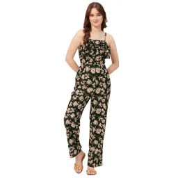 Moomaya Black & Beige Floral Print Jumpsuit-picture-17