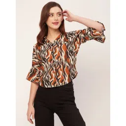Moomaya Black & Brown Cotton Printed Top-picture-28