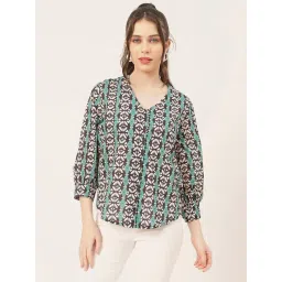 Moomaya Black & Green Cotton Printed Shirt-picture-27