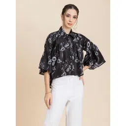 Moomaya Black & Grey Floral Print Shirt-picture-42