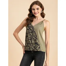 Moomaya Black & Olive Floral Print Top image 1
